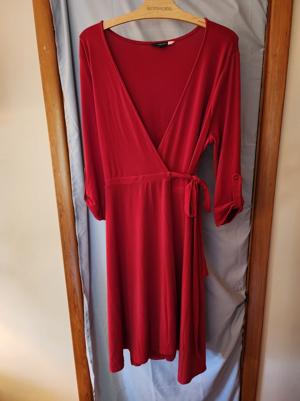 ModCloth Red True Wrap Midi Dress Size Large Made In USA